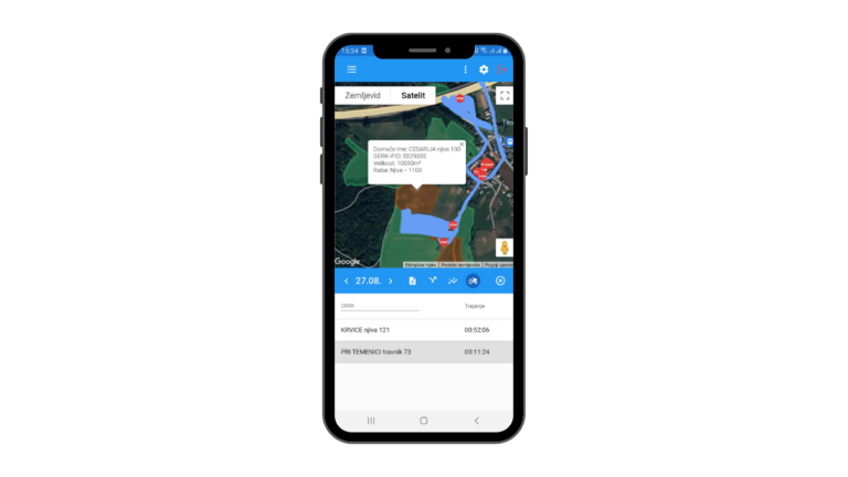 aplikacija za GPS sledenje traktorja